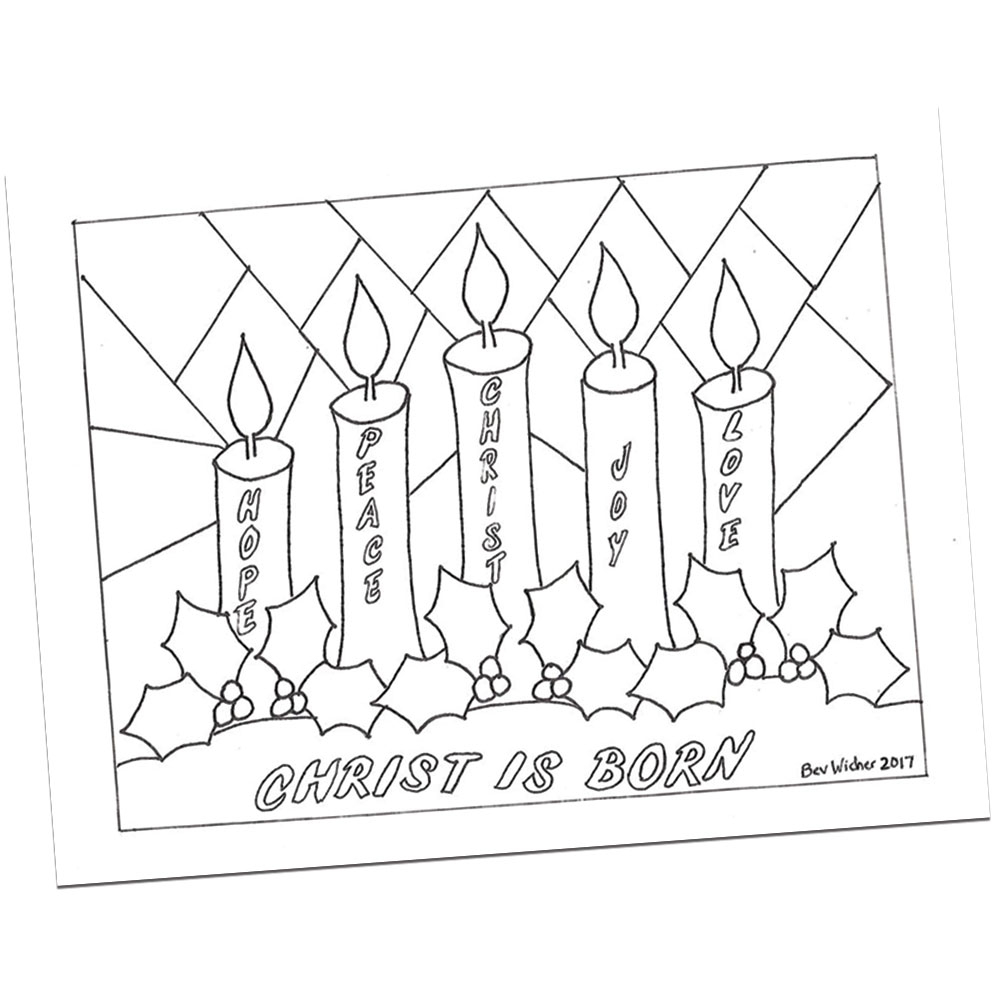 Advent Wreath Coloring Page Advent Wreath Coloring Page Bev Wicher ...