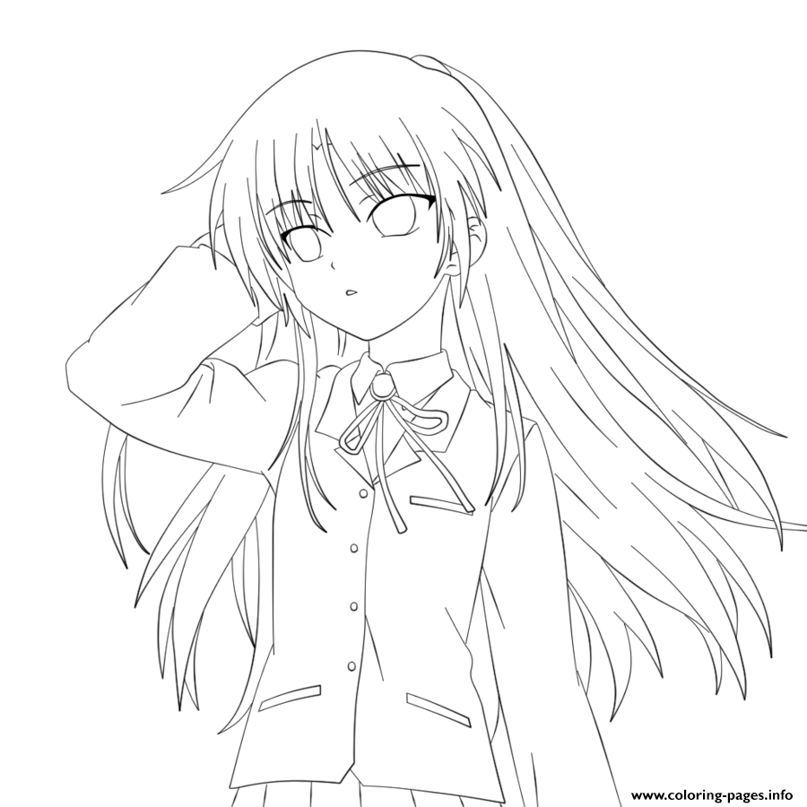 Anime Girl Coloring Pages Png Girl Anime Coloring Free Girl Anime ...