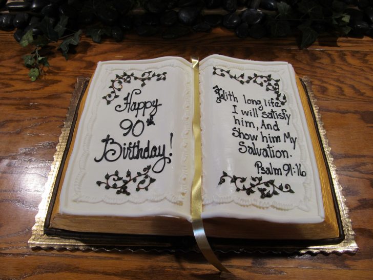 Christian Birthday Cakes Birthday Bible Shaped Cake A Bakers Dozen ...