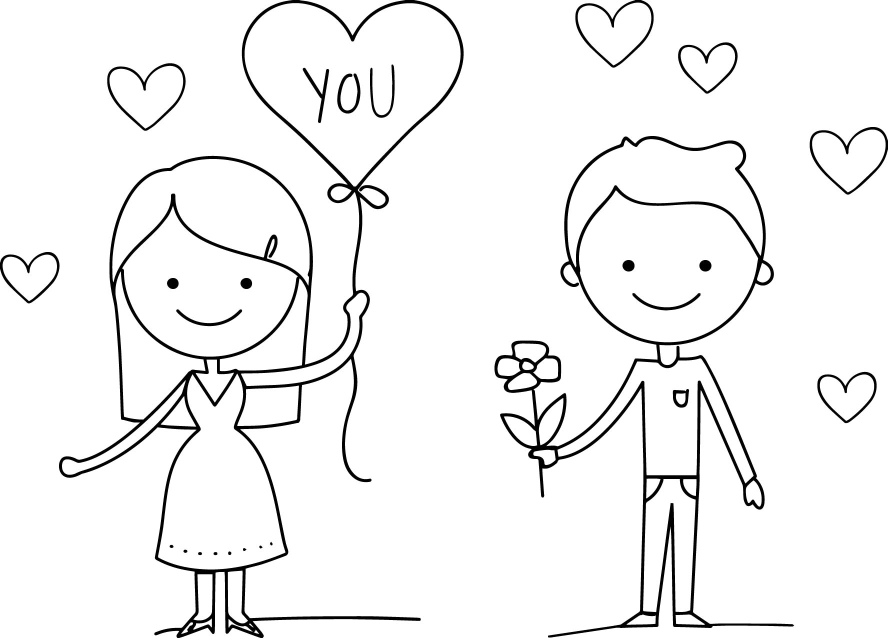 Couple Coloring Pages Love Couple Valentine Day Coloring Page ...