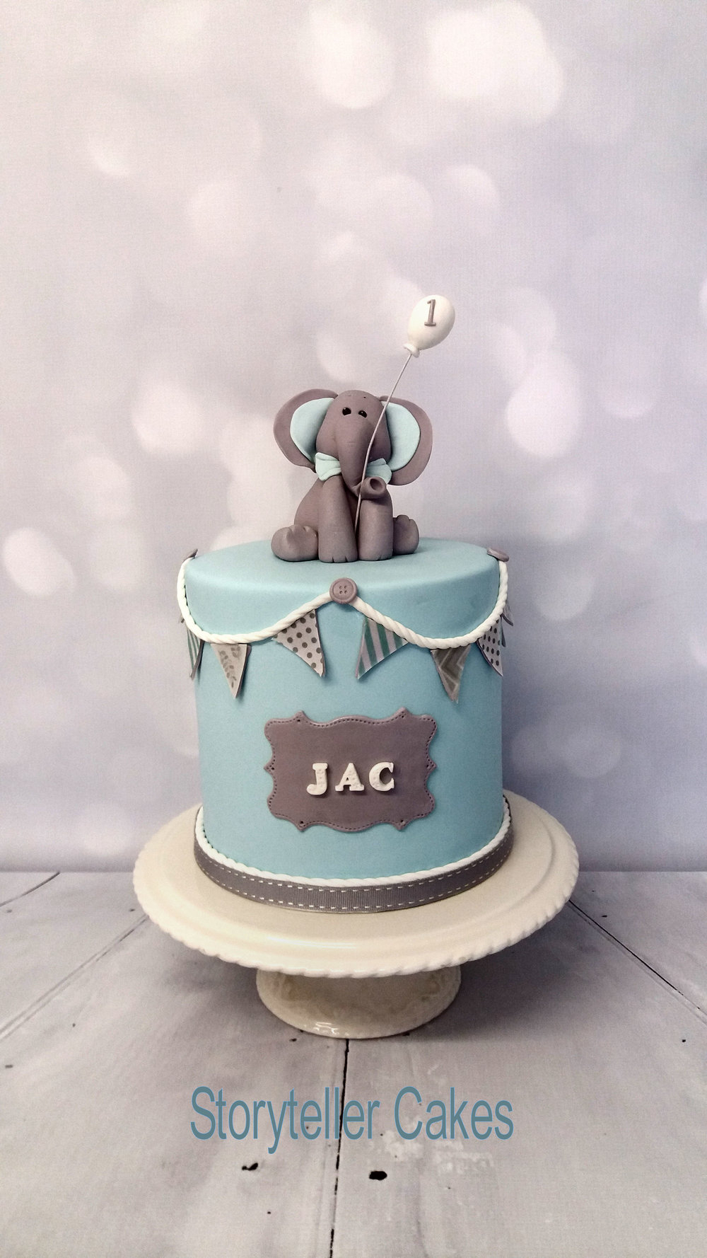 LKCOVCAKES Personalised Handmade Edible 3D Elephant Cake Topper For Girls' Birthday Or Christening