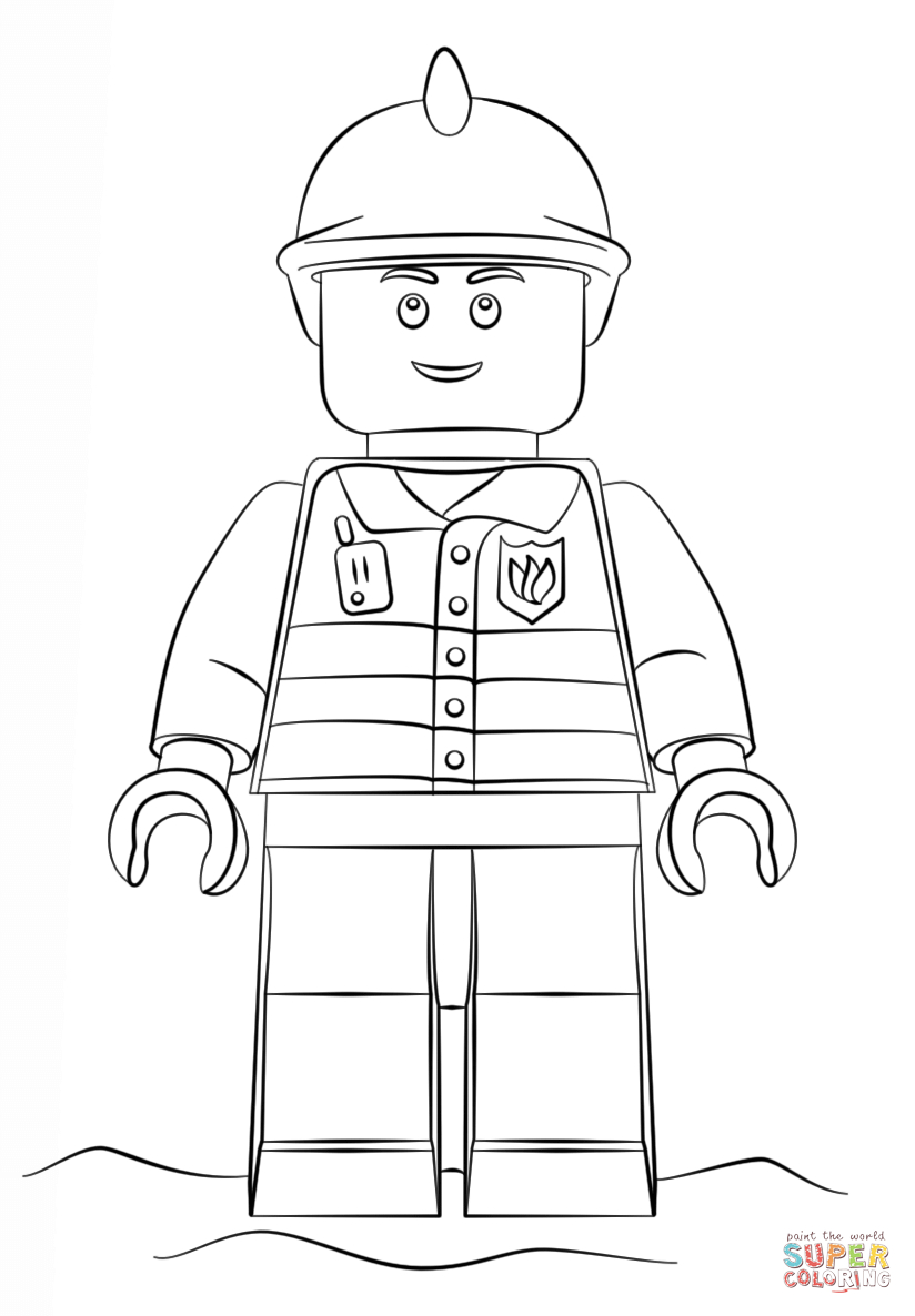 Fireman Coloring Pages Lego Fireman Coloring Page Free Printable ...