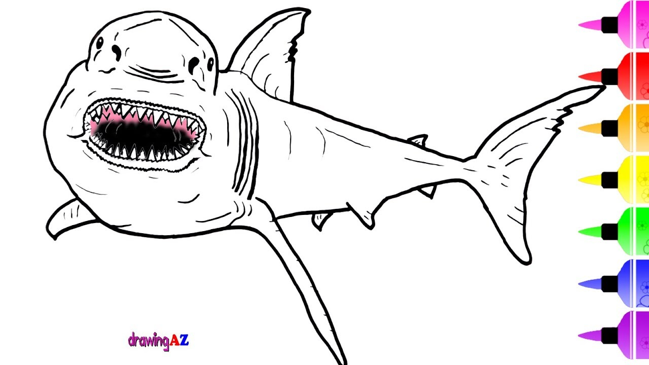 Great White Shark Coloring Pages White Shark Coloring Pages For Kids ...