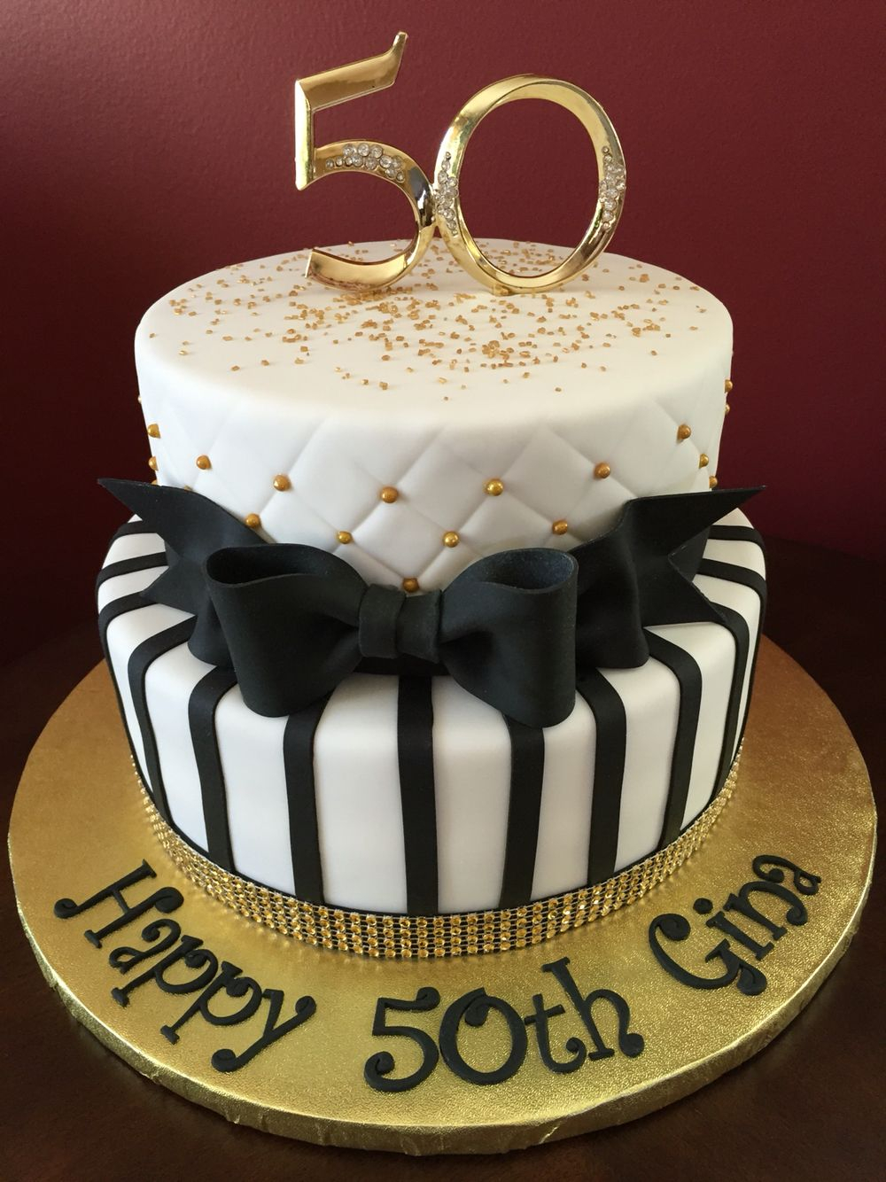 Happy Birthday Cake For Men Black And Gold 50th Birthday Cake Birthday ...