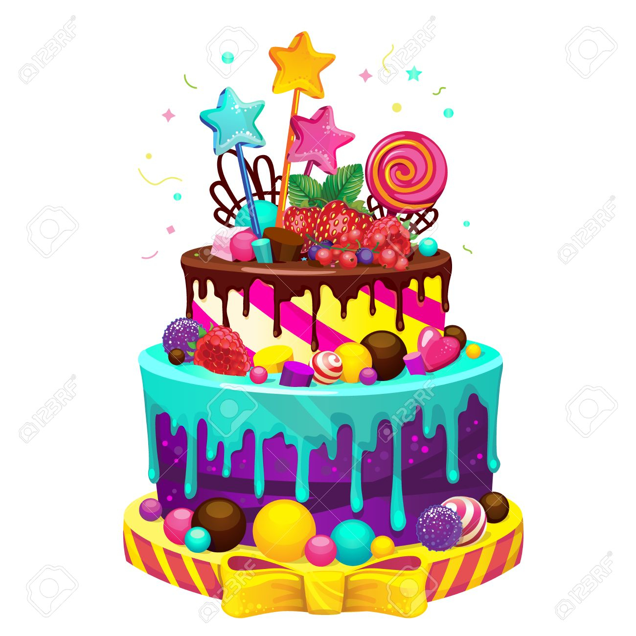 Happy Birthday Cake Images Happy Birthday Cake Bright Vector Isolated ...