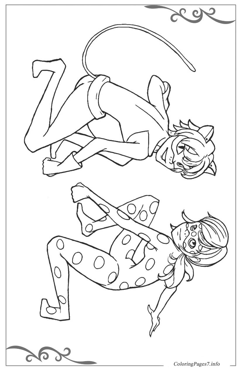 Ladybug And Cat Noir Coloring Pages Coloring Pages Kids N Fun Com ...