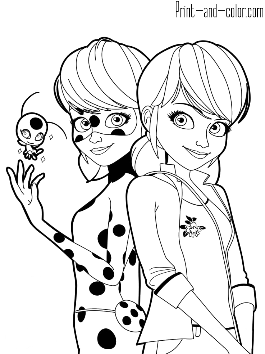 Ladybug And Cat Noir Coloring Pages Miraculous Tales Of Ladybug Cat ...