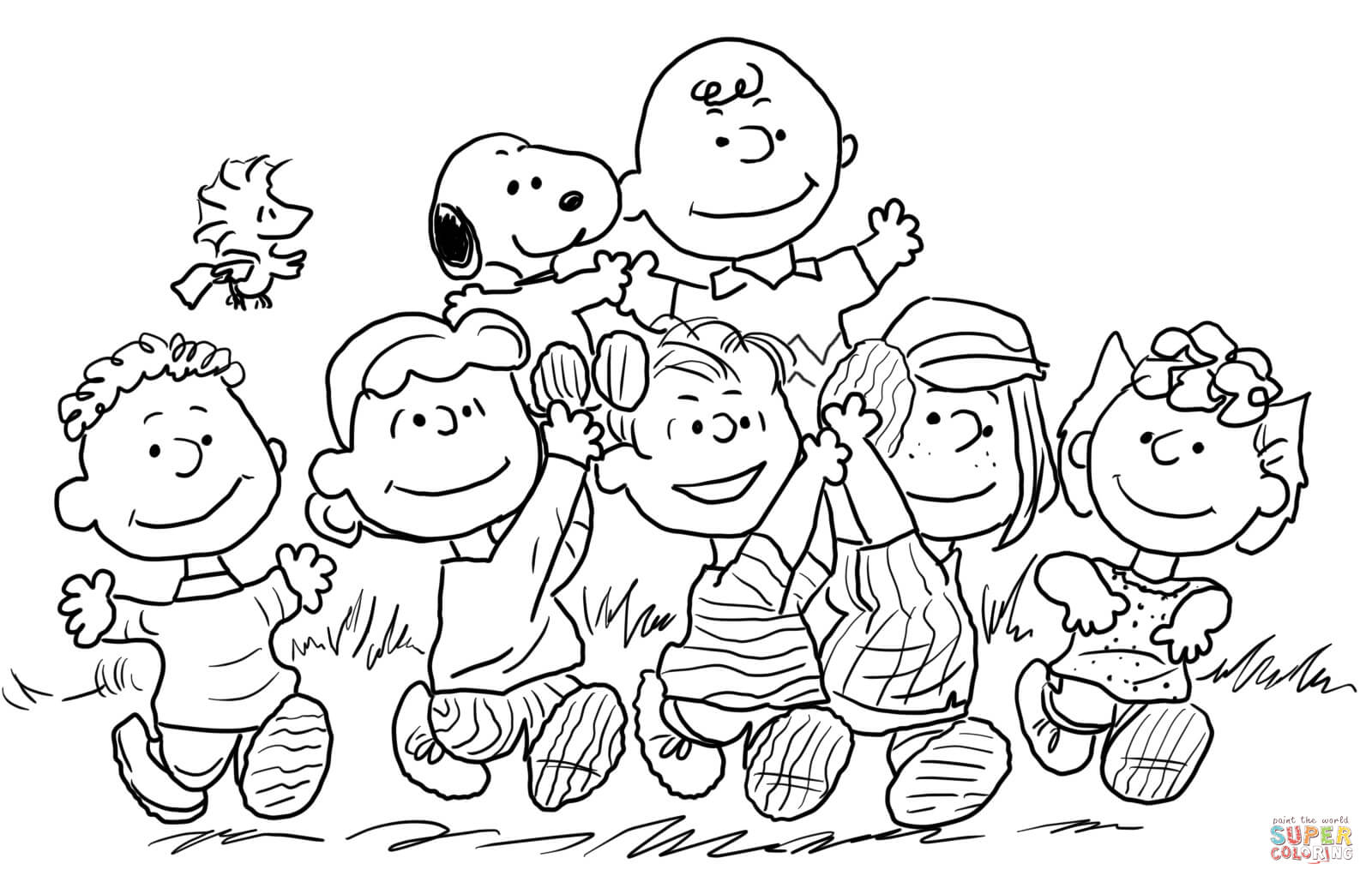 Peanuts Coloring Pages Snoopy With The Peanuts Gang Coloring Page Free ...